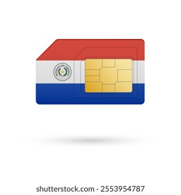 Flag of Paraguay. Vector illustration of SIM Card with flag on white background