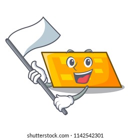 With flag parallelogram mascot cartoon style