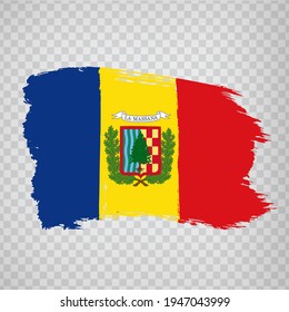 Flag Parish La Massana of Andorra brush strokes. Flag of La Massana on transparent background for your web site design, app, UI. Principality of Andorra. EPS10.