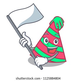 With flag party hat mascot cartoon