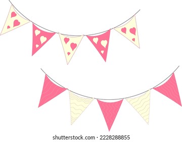flag party hearts and line pink and white so cute