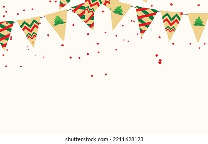 Flag pattern or a brightly colored hanging flag. Christmas festival motifs.For party and celebration decorations.There is copy space for design. Christmas Illustration Vector
