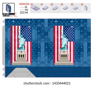 with flag pattern on print package for the holiday of america with a statue