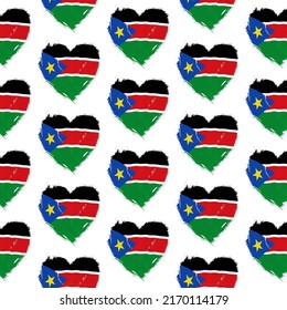 Flag pattern on white background with flag of South Sudan (icons). Vector Illustration