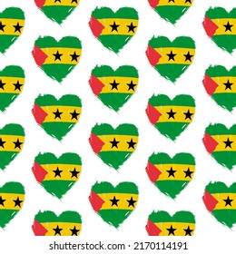 Flag pattern on white background with flag of Sao Tome and Principe (icons). Vector Illustration