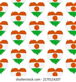 Flag pattern on white background with flag of Niger (icons). Vector Illustration