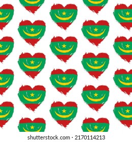 Flag pattern on white background with flag of Mauritania (icons). Vector Illustration