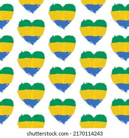 Flag pattern on white background with flag of Gabon (icons). Vector Illustration