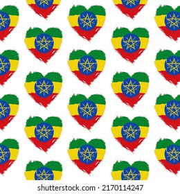Flag pattern on white background with flag of Ethiopia (icons). Vector Illustration