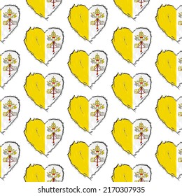 Flag pattern on white background with flag of Vatican (icons). Vector Illustration
