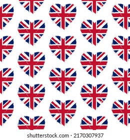 Flag pattern on white background with flag of Great Britain (icons). Vector Illustration