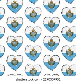 Flag pattern on white background with flag of San Marino (icons). Vector Illustration
