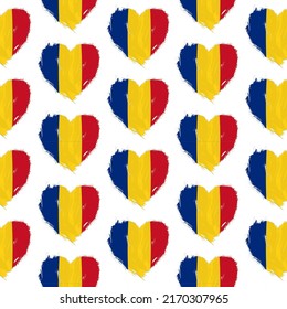 Flag pattern on white background with flag of romania (icons). Vector Illustration
