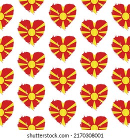 Flag pattern on white background with flag of North Macedonia (icons). Vector Illustration