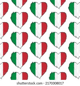 Flag pattern on white background with flag of Italy (icons). Vector Illustration