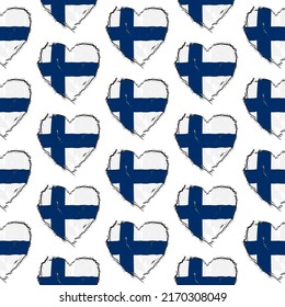 Flag pattern on white background with flag of Finland (icons). Vector Illustration