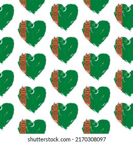 Flag pattern on white background with flag of Turkmenistan (icons). Vector Illustration