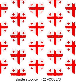 Flag pattern on white background with flag of Georgia (icons). Vector Illustration