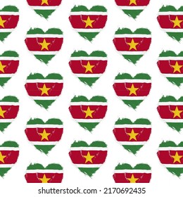 Flag pattern on white background with flag of Suriname (icons). Vector Illustration