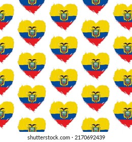 Flag pattern on white background with flag of Ecuador (icons). Vector Illustration