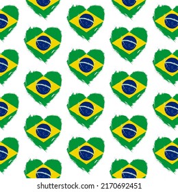 Flag pattern on white background with flag of Brazil (icons). Vector Illustration