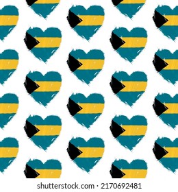 Flag pattern on white background with flag of Bahamas (icons). Vector Illustration