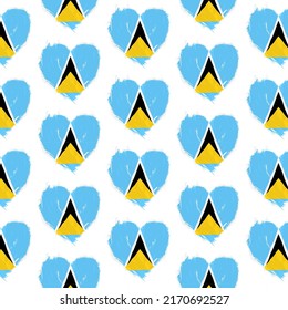 Flag pattern on white background with flag of Saint Lucia (icons). Vector Illustration