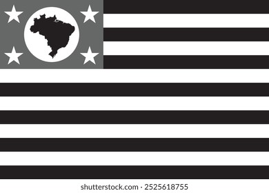 The flag of the São Paulo state in white and black color. Vector illustration