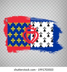 Flag of Pays de la Loire brush strokes. Flag Region Pays de la Loire of France on transparent background for your web site design, app, UI. French Republic.  EPS10.