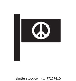Flag with peace sign icon. flat simple pictogram. vector illustration