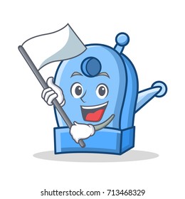 With flag pencil sharpener character cartoon