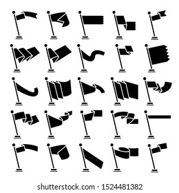 flag and pennant icons set