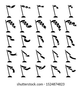 flag and pennant icons set