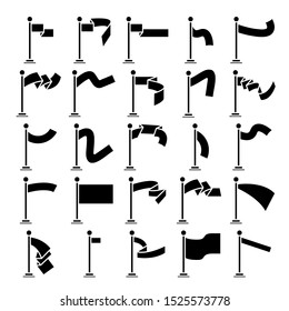 flag and pennant icons set