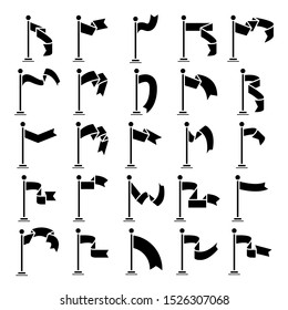 flag and pennant icons set