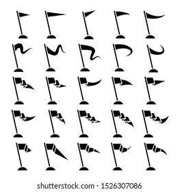 flag and pennant icons set