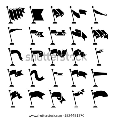flag and pennant icons set