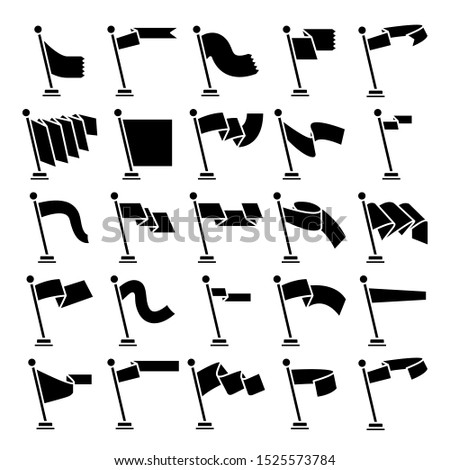 flag and pennant icons set