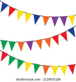 Flag pennants multicolor colorful celebrate illustration design for  party and festiva background and element