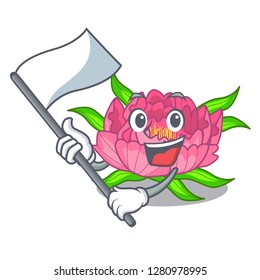 With flag peony flower grow in mascot stems