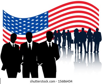 Flag and people