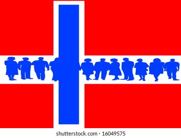 Flag and people , Norway