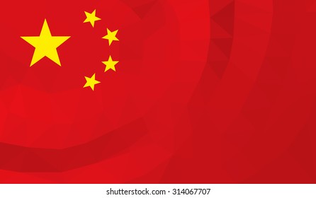 Flag of the People Republic of China, low poly vector illustration.
