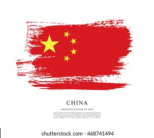 Flag of People's Republic of China. Abstract vector brush stroke background.