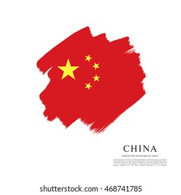 Flag of People's Republic of China. Abstract vector brush stroke background.