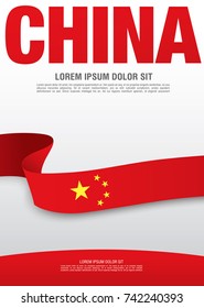 Flag of People's Republic of China, vector illustration, card layout design