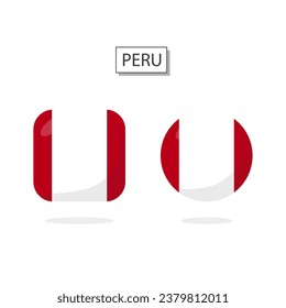 Bandera de Perú 2 Formas icono de dibujos animados 3D.