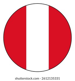 Flag of Peru. Black edge. Peru circle flag logo icon computer vector illustration design.