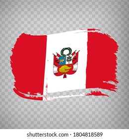 Flag of Peru, brush stroke background.  Flag of the Republic of Peru on transparent background for your web site design, logo, app. EPS10.