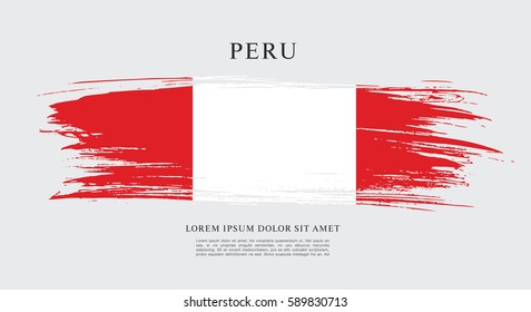 Flag Of Peru, Brush Stroke Background